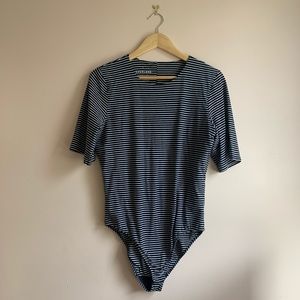 Everlane Striped Short-Sleeve Crew Neck Bodysuit